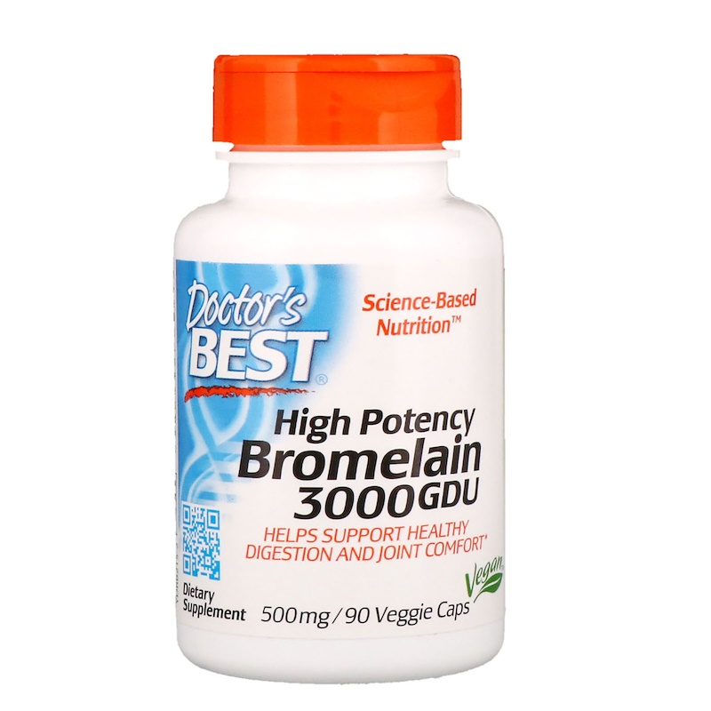 Doctor's Best, Бромелайн 3000 GDU, высокоэффективный, 500 мг, 90 растительных капсул