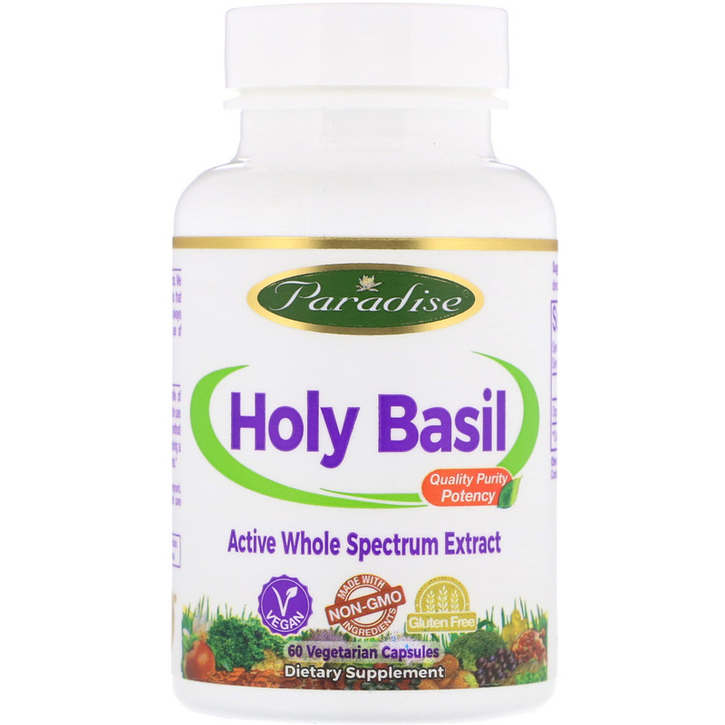 Paradise Herbs, Organics, Holy Basil, 60 Vegetarian Capsules