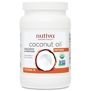 Nutiva, Органическое кокосовое масло, рафинированное, 15 жидких унций (444 мл)