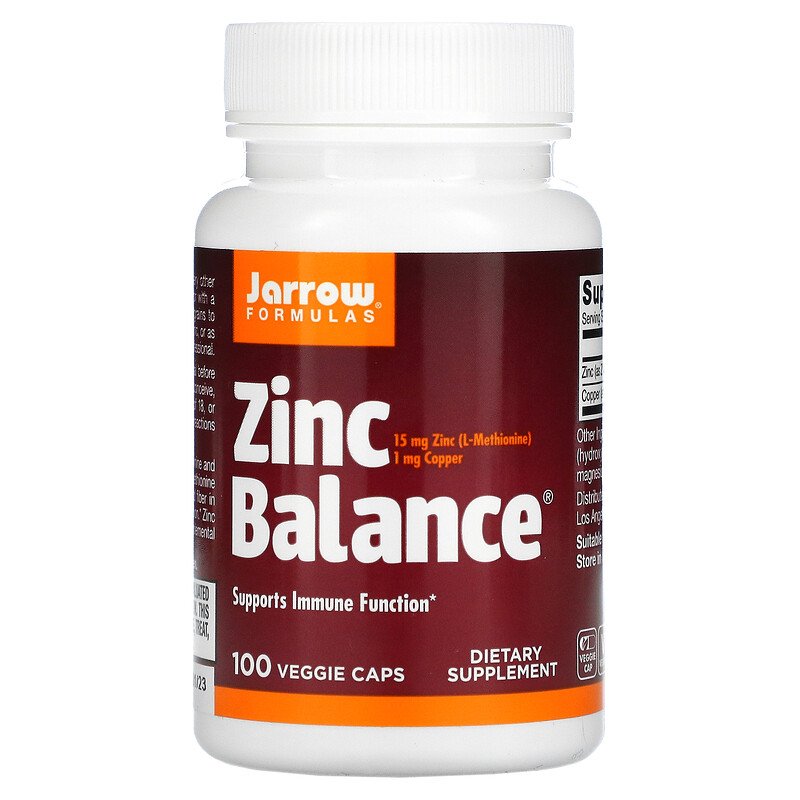 Jarrow Formulas, Zinc Balance, 100 вегетарианских капсул