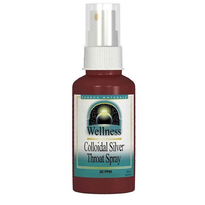 Source Naturals, Wellness, Коллоидное серебро в аэрозольной упаковке для горла, 30 PPM, 2 жидкие унции (59.14 мл)