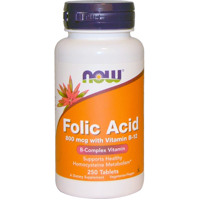 Now Foods, Фолиевая кислота с витамином B12, 800 мкг, 250 таблеток