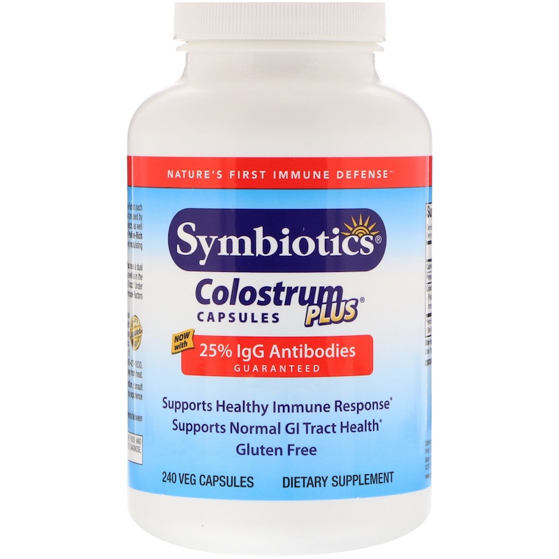 Symbiotics, Colostrum Plus, кошерное молоко, 240 вегетарианских капсул