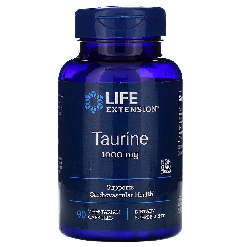 Life Extension, Таурин, 1000 мг, 90 вегетарианских капсул
