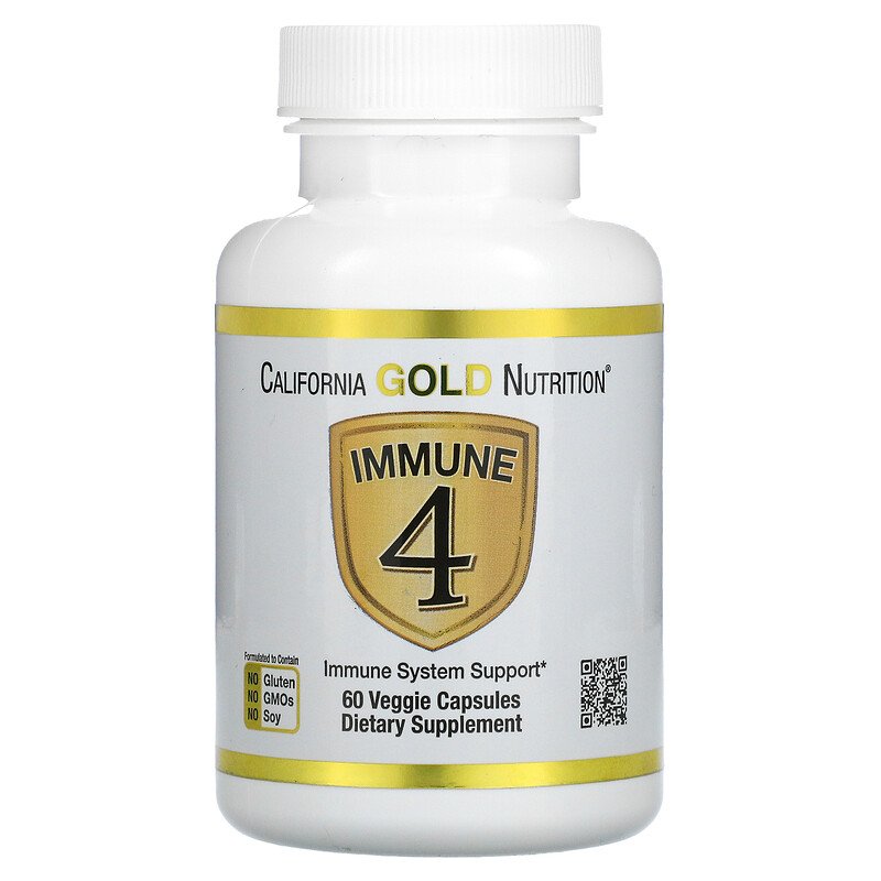 California Gold Nutrition, Immune 4, средство для укрепления иммунитета, 60 вегетарианских капсул