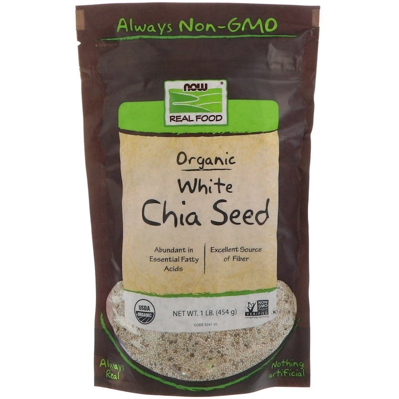Now Foods, Real Food, Органические белые семена чиа, 1 фунт (454 г)