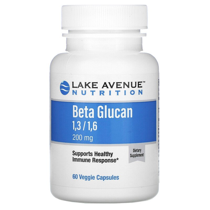 Lake Avenue Nutrition, бета-глюкан 1–3, 1–6, 200 мг, 60 растительных капсул