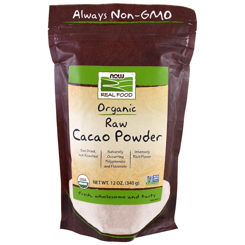 Now Foods, Real Food, органический сырой какао-порошок, 340 г (12 унций)
